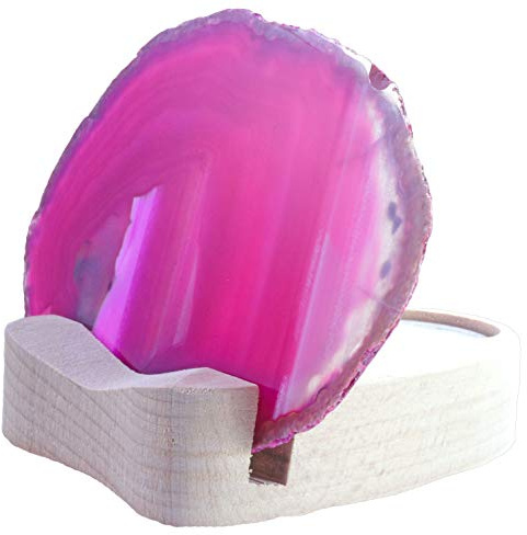 Achatscheibe pink gefärbt Teelichthalter Edelsteinteelicht Teelicht (Pink)
