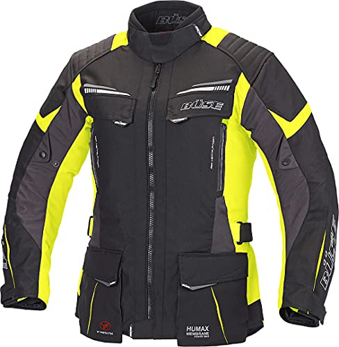 Büse Lago Pro Damen Motorrad Textiljacke, schwarz/neon/gelb, 40 | Winddicht