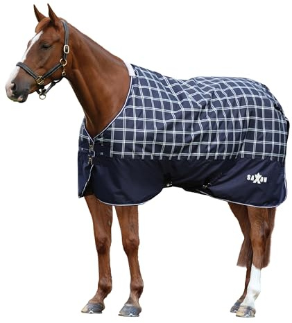 Saxon Defiant 600d Standard Neck Lite Turnout Rug 7ft Navy Plaid