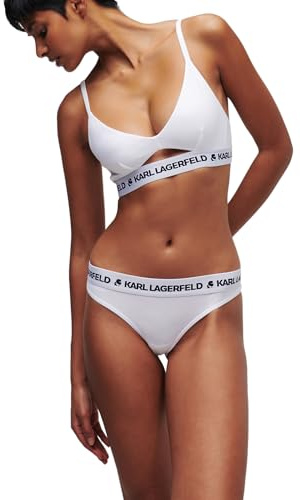 KARL LAGERFELD Damen Karl Lagerfeld Damen Tanga Mit Karl-Logo, Weiß, M
