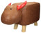 WOMO-DESIGN Tierhocker für Kinder Kalb, 68 x 30 x 37 cm, Kunstleder, Braun-Rot, Massivholzbeine, Kinderhocker gepolstert Tier-Design Sitzbank Sitzhocker Polsterhocker Fußbank Fußhocker Dekohocker