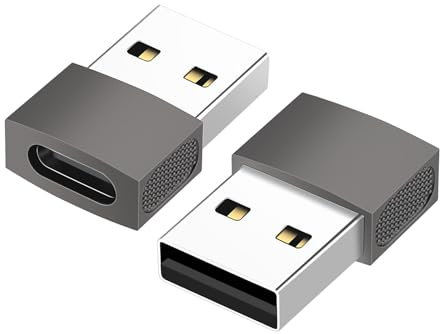 BEYEE USB C to USB Adapter (2 Pack) Zinc Alloy Type C Female to A Male Charger Converter Compatible with iPhone 15 14 13 12 Pro Max Plus, Apple Watch AirPods CarPlay Galaxy S23 S24 (Space Gray)