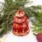 Rot-goldener Weihnachtsbaumschmuck Glocke - Tannenbäumchen aus Holz 6,5 х 4,5 cm Weihnachtsglöckchen Dekoration von Hand bemalt in der Ukraine