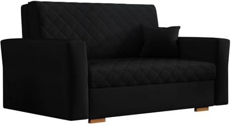 Mirjan24 Schlafsofa Viva Caro II mit Bettkasten, 2 Sitzer Polstersofa, Sofa mit Schlaffunktion, Sofagarnitur inkl. Kissen, Rückenlehne und Sitzfläche fest angenäht (Zanzibar 190)