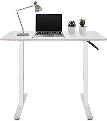 hjh OFFICE 802116 Schreibtisch höhenverstellbar 120x60 cm Stand CR Weiß Computertisch manuell verstellbar