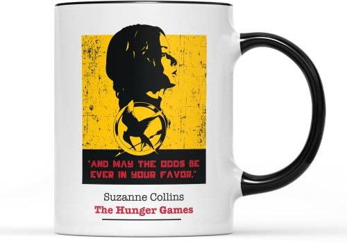 And May The Odds Be Ever In Your Favor Mug Tea Coffee Cup - Book Novel Katniss Games Dystopian Post-Apocalyptic Twelve Districts tributes Bow Arrow Teen Young Adult Gift Present (Black Handle)