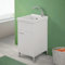 Mobile lavatoio Lavanderia 45x50 cm in Legno con Vasca in Ceramica, Montato, Completo di Kit sifone e piletta (Bianco)