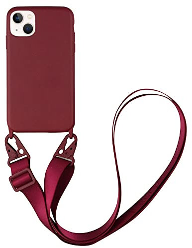 CQUUKOI for iPhone X/XS,Crossbody Phone Case with Lanyard Cute Soft Silicone Case with Adjustable Shoulder Strap Shockproof Protector for Women Girls Wine Red
