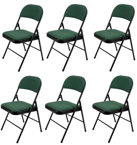 Meta Steel Frame with Fabric Seat Padded Office Work Study Party Dining Folding Chair (6, Green)