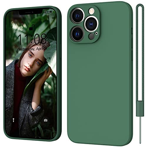 WXX for iPhone 14 Pro Case Silicone Ultra Slim Camera Protection for iPhone 14 Pro Phone Case Cute Girls Women Soft Gel Cover Rubber Anti-Scratch Compatible for iPhone 14 Pro 6.1-inch Dark Green