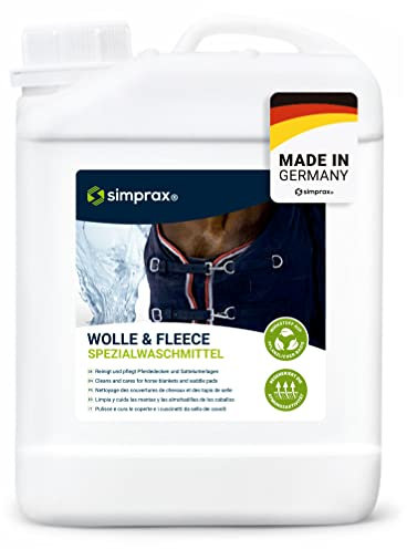 simprax® Pferdedecken Waschmittel als Vorbereitung für wirkungsvolle Imprägnierung I erneuert Atmungsaktivität, Effektiv gegen Schmutz für Sattelunterlagen, Synthetik & Baumwollendecken, Oeko