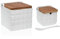 KCASA Salero y azucarero Cocina Ceramica con Tapa Madera para Cocina Factory - Blanco