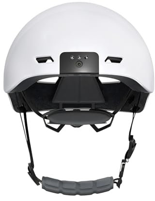 Adults Smart Bike Helmet with 1080P Camera Front LED Light Taillight, USB Rechargeable Cycling Helmet for Men and Women, Adjustable Head Circumference, Built in 32GB Memory Card (White)
