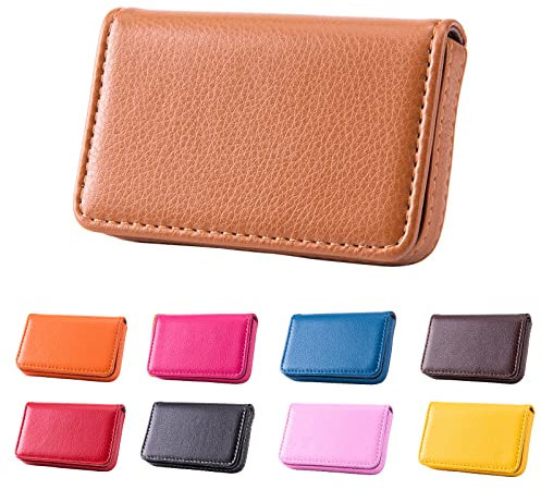Waylipun Porte-Cartes de Visite, Porte-Cartes de Visite en Cuir Synthétique pour Homme et Femme avec Fermeture magnétique pour Carte de Visite, Carte de Crédi(Marron)