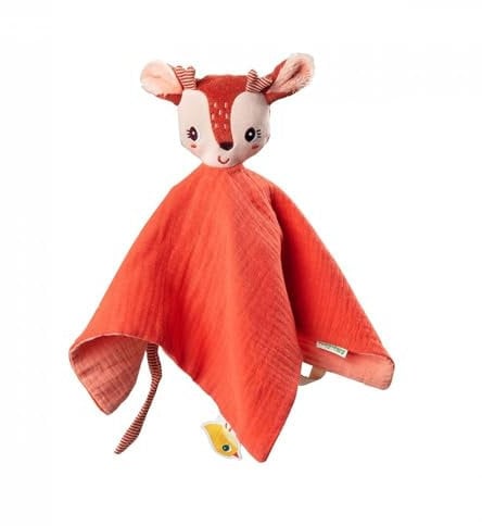 Lilliputiens - Doudou marionnette Stella le faon - Coton organique - Avec attache-tétine et étiquette de nom - Texture très douce - 32 x 32cm - Dès la naissance - 83385