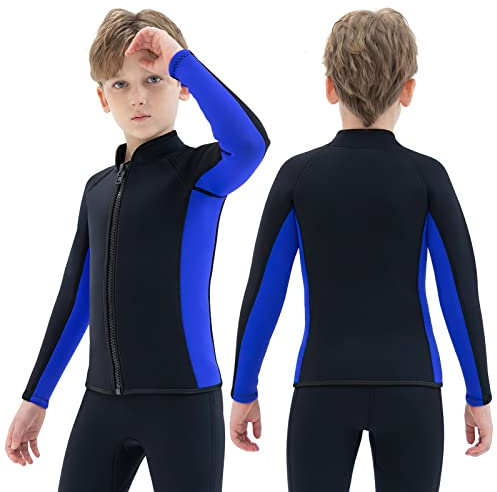 REALON Kids Wetsuit Top Jacket for Boys Girls 3mm Neoprene Swimming Surfing