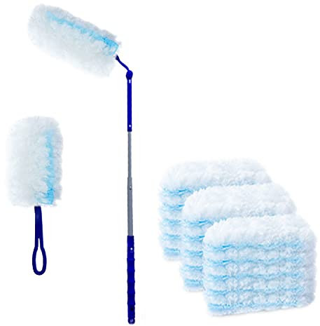 UKEENOR 360 Degree Dusters Multi Surface Duster Refills Kit With Extender Handle (1 Long + 1 Short Handle + 12 Refills)