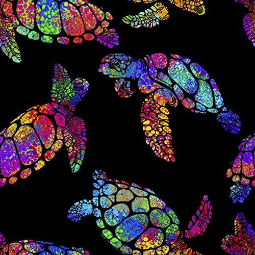 HEKO PANELS Stoff Oxford Wasserdichte Meterware Canvas-Stoff Polyester Stoff Zum Nähstoffe Möbelstoffe Dekostoffe Handwerken Wasserabweisend Blickdicht Schildkröten Bunt 3 Meter 155x300cm, DX321/3mb