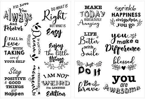 2 Sheets Vintage Inspirational Words Sticker for Journaling 8.26 x 11.69 Inch Motivational Quotes Sentences Scropbook Stickers Waterproof Aesthetic Stickers for Water Bottles Laptop