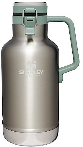 STANLEY Classic Vakuum Growler 3.7 Gall(1.9L) Silber Eisbehälter Kohlensäurehaltiges Bier Kälteisolierung Camping Geschenk Spülmaschinenfest
