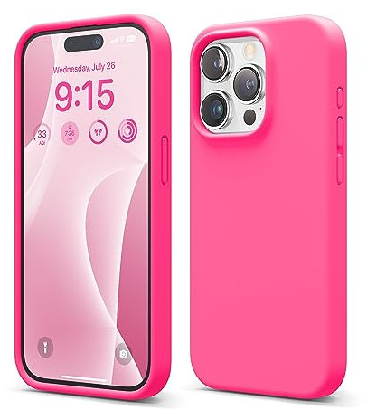 elago Flüssig Silikon Case Kompatibel mit iPhone 15 Pro Hülle, Premium Silikon Handyhülle, Ganzkörper Schutzhülle [4 Lagige Stoßfeste Struktur], Kratzfestes Weiches Mikrofaserfutter (Leuchtende Rot)