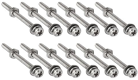 QUARKZMAN M2x25mm Tête Tête Vis Écrou avec Rondelle x 12 Ensembles Inox Acier Fixation pour Maison et Électronique Réparation, [Argent Ton, Phillips-Drive]