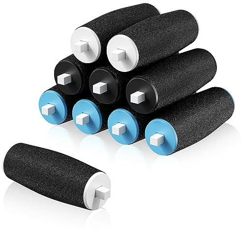 Magrimaxio 10 Stück Ersatzrollen Hornhautentferner, Micro Pedi Ersatzrollen 3 Arten Rauheit Hornhautentferner Nachfüll-Rollen Velvet Smooth, Ersatz-Rollenkopfnachfüllungen für Die Harte Haut(Zubehör)