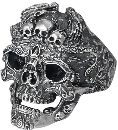 Odavom Punk-Totenkopf-Ringe - Gotische Totenkopfringe für Männer,Sensenmann-Skelettringe für Jungen, Totenkopf-Kopfringe, offene Gothic-Moderinge, gruselige Vintage-Skelettringe