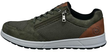 bugatti Casual Sneaker mit Reißverschluss, strapazierfähige Laufsohle, Dark Green, 44 EU
