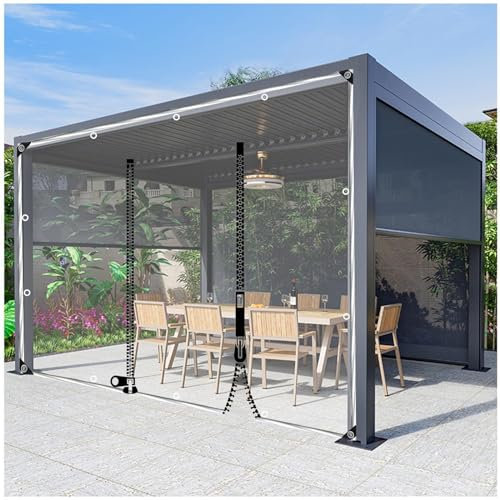 Durchsichtige Planen Außen Vorhänge, wasserdichte Planenvorhänge Mit Reißverschluss, Transparent PVC Planen Seitenwände, Seitenvorhänge Für Pergola/Gazebo, Anpassbar,WxH-4.5x2.8m/14.8 * 9.2ft