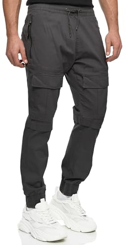 Indicode Herren Dennis Cargohose zeitlos aus 98% Baumwolle mit 6 Taschen | Strapazierfähige Outdoorhose aus Baumwollmaterial mit bequemer Passform, Freizeithose, Funktionshose, Arbeitshose für Männer