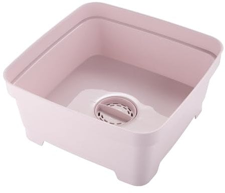 Minky Washing Up Bowl with Sink Plug Strainer, Multipurpose Square Basin, Dusty Pink, 11L, UK Made