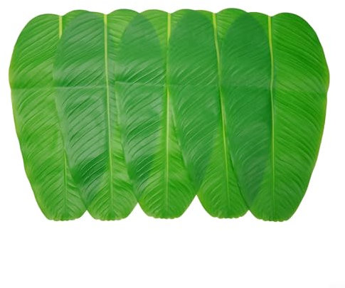 CNANRNANC Lot de 5 grandes feuilles de bananier artificielles vertes naturelles, accessoires parfaits pour photographie et croquis, décoration