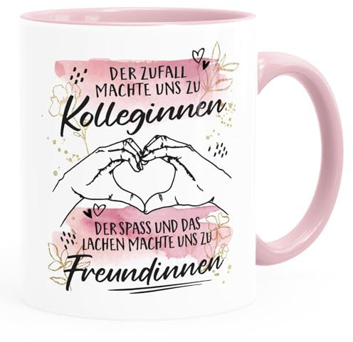 SpecialMe® Kaffee-Tasse Der Zufall machte uns zu Kolleginnen Freundinnen Tasse mit Spruch Geschenke Bürotasse weiss-innen-rosa standard