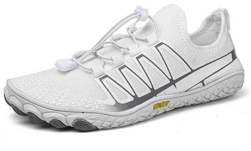 AONEGOLD Water Shoes Mens Women Barefoot Shoes Quick Dry Aqua Shoes Swim Shoes Yoga Lightweight Breathable Snorkeling Surfing Beach Shoes Fitness Shoes(White,Size 4)