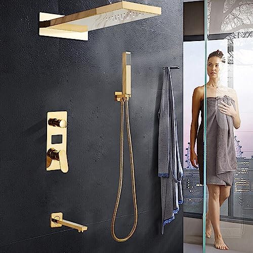 Duschsystem Regendusche LED-Farbwechsel Wandmontage Duscharmatur Duschset Duschsäule Dusche Top-Spray+Handbrause