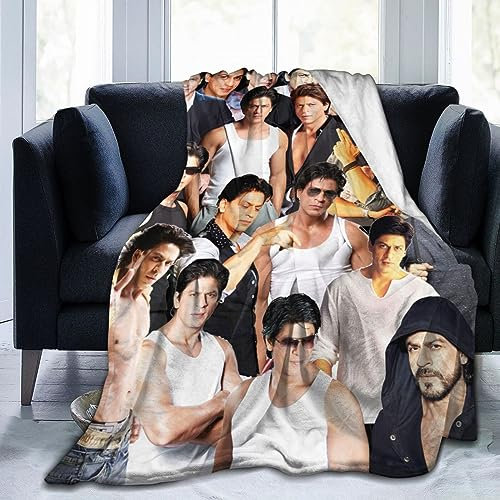 Suehome ShahRukh Khan Decke aus weichem und bequemem Wollfleece, Überwurfdecken für Sofa, Büro, Auto, Camping, Yoga, Reisen, Heimdekoration, gemütlich, Plüsch, Stranddecke, Geschenk