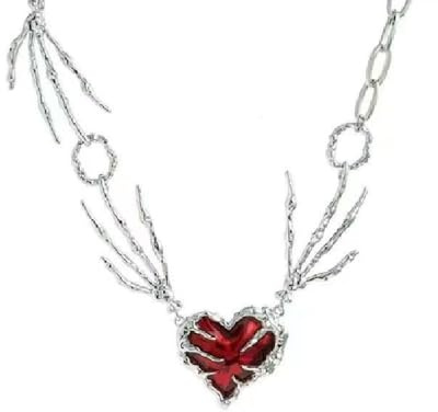IXDEAXLY Punk Red Heart Spider Y2k Star Necklace Ring Trendy Collar Chain Necklace Ring for Women Men Teen Fashion Jewelry