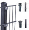 HORI® Doppelstabmattenzaun 868 Basic | Komplett-Set: je 251 cm Gittermatten | Pfosten wahlweise mit Klemmhalter, Abdeckschiene und Eckpfosten I Anthrazit RAL 7016 I Höhe 163 cm I Länge 2.5 m