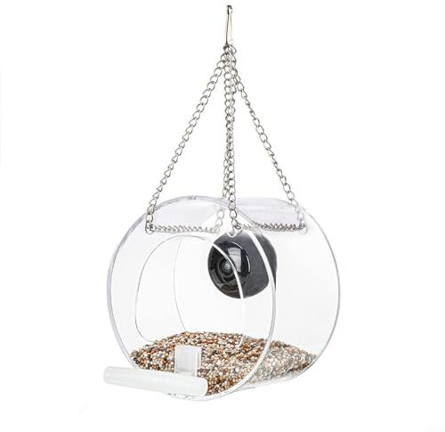ZAMETTER Bird Feeders Clear Window Bird Feeder with Camera Smart Transparent Birdfeeder with 1080P Camera for Outdoor Bird Watching Birdhouse with Camera for Close Up View Photo Taking Video Recording