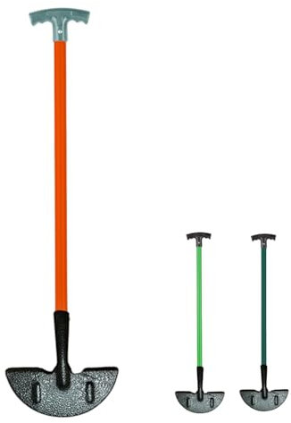DNQ Grass Lawn Edger Long Handle Border Edging Knife Cutter Step Garden Tool Half Moon Carbon Steel (Orange)