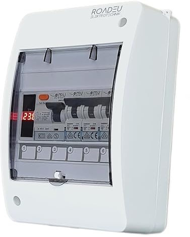 RoadEu - Leitungsschutzschalter – Sicherung 2P Phase + Neutral – Digitalanzeige, Differenzschalter und Schutzschalter, 2x 16A, 1x 10A C. Stromverteiler 230V