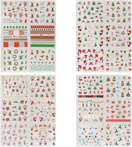 Naler Christmas Nail Stickers, 24 Sheets Xmas Nail Art Decal Decoration Accessories Decal for Women, Girls, Ladies Christmas Decoration