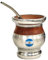 Mate Argentino Clásico, Hecho a mano en Madera de Algarrobo Natural con Recubrimiento de Acero Inoxidable, Mate con bombilla, Gourd mate cup