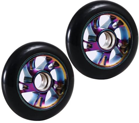 Bamyli 110 mm Scooter-Räder, 2 Stück Pro Stunt-Scooter-Ersatzräder, bunte PU-Räder mit ABEC-9-Kugellager, passend für Razor Apollo Cox Swain Freestyle-Roller