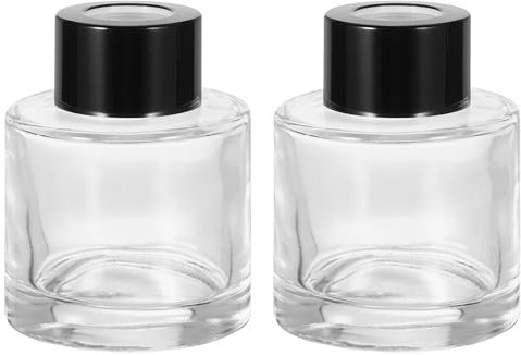 sourcing map 2pcs 50ml/1.7oz Empty Glass Diffuser Bottle 2.6 x 2 Refillable Fragrance Accessories Aromatherapy Jar Container for Replacement Reed Diffuser DIY Home Bathroom Transparent