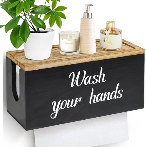 Niciksty Papierhandtuchspender aus Holz, Wandmontierter Papierhandtuchhalter mit Deckelfür Küche, WC und Bad Hält C-, Z- oder Interfold-Falzung