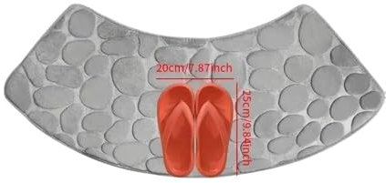 Luxuriöser gebogener Badteppich, rutschfest, weich, saugfähig, Fächer, Duschmatten, waschbar, Badezimmerteppich, Eckbadewanne, Bodenteppich für Dusche (grau)