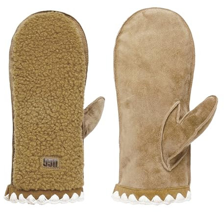 UGG Uggfluff Scalloped Mitten Guantes para Clima frío, Castaño, S-M Mujeres