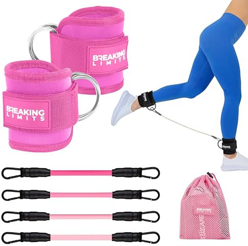 Breaking Limits Po Trainer für Zuhause - Sport Geräte für Zuhause - Fußschlaufen Kabelzug - Fußmanschetten für Fitnessgeräte - Booty Trainer (Rosa)